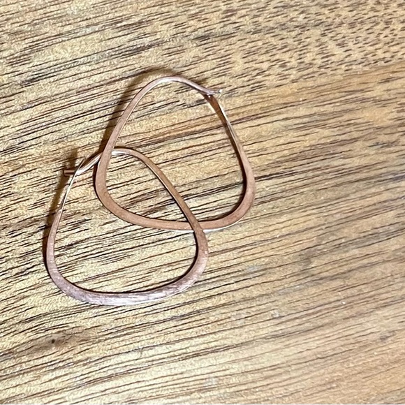 Rose Gold Triangle Hoops - Picture 2 of 3